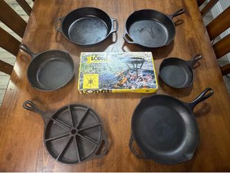 Vintage & Modern Lodge Cast Iron Skillets Cornbread Pan Cookware