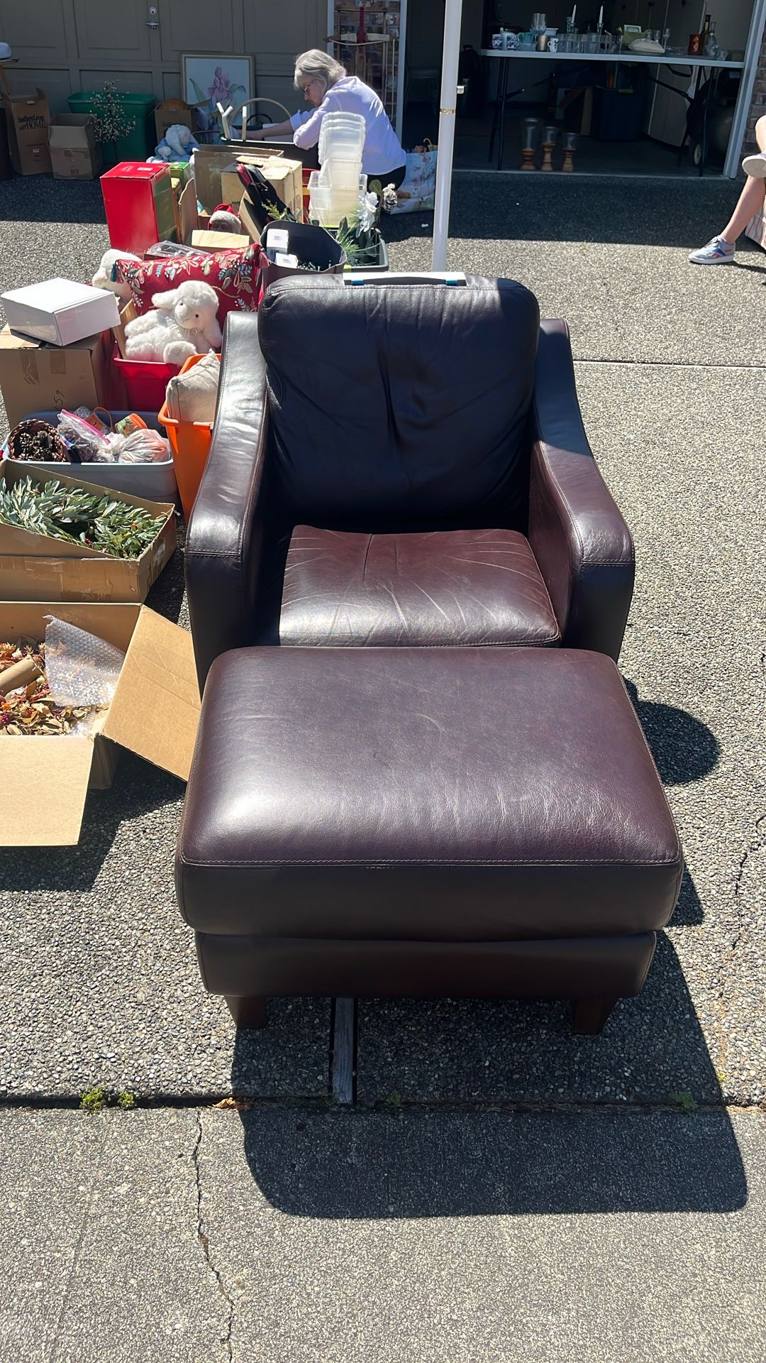 Leather Style Chair With Ottoman TODAY ONLY