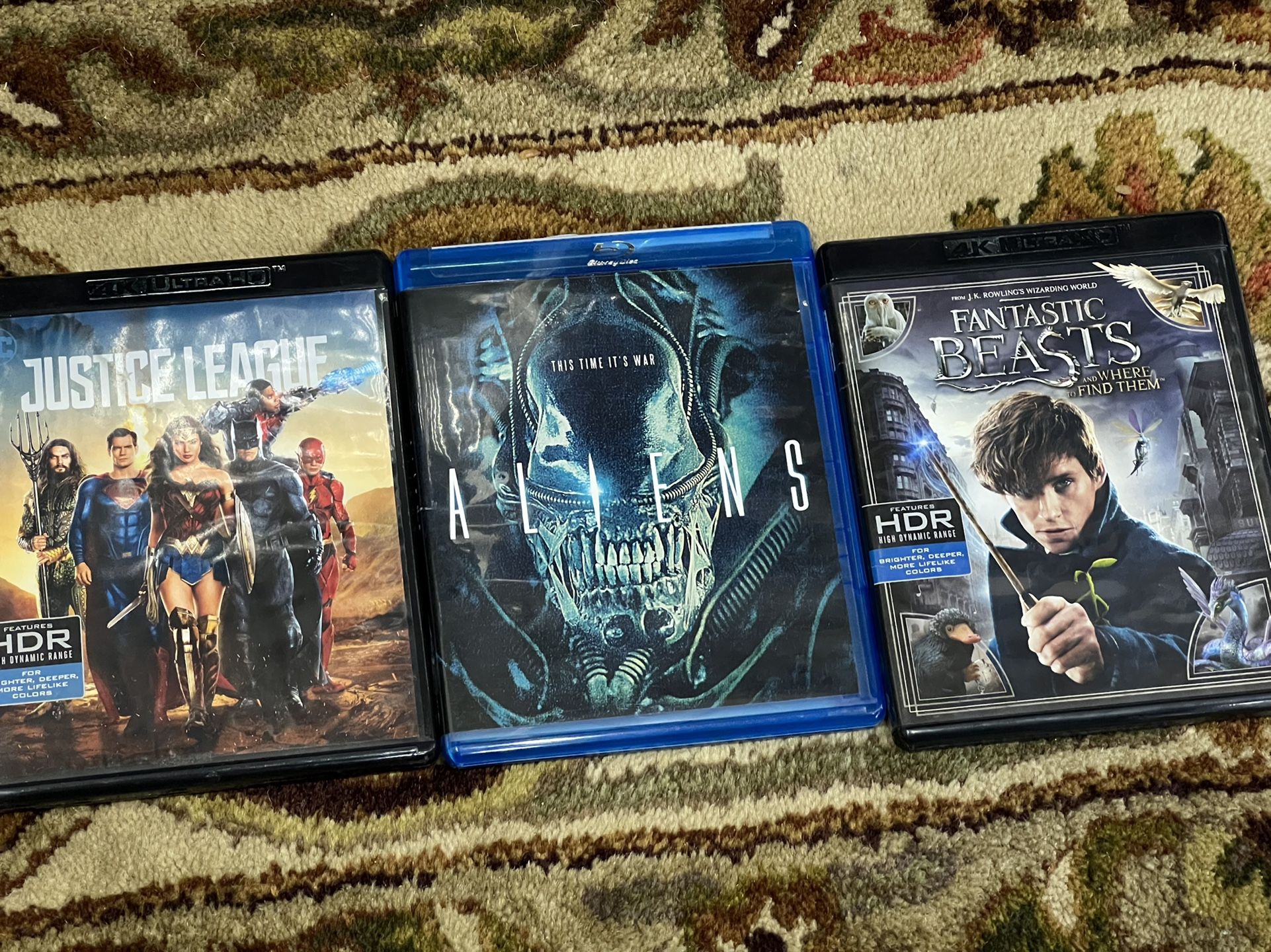 Blu Ray Movies: Fantastic Beasts, Aliens, Justice League