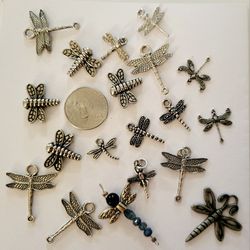 Dragonfly Charm Lot Silver Beading Craft Jewelry  