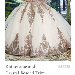 Rhinestone Crystal Beaded Trim Sequin Tulle Ballgown 
