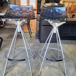 Set of two Ice barstools by Caligaris, made in Italy. 