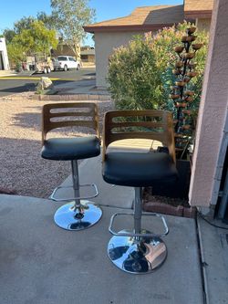 Mid-Century Modern Adjustable Bar Stools Set of 2