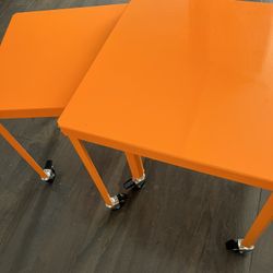 steel side tables orange