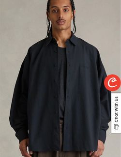 Fear of God ESSENTIALS Vintage Black Signature Button Up Long Sleeve Shirt