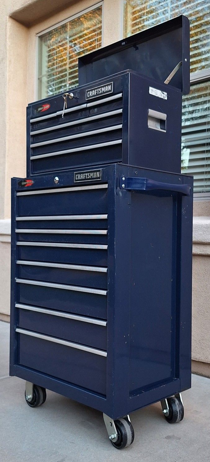 Sears Craftsman Premium Series QuietGlide Midnight Blue Rolling tool Box .