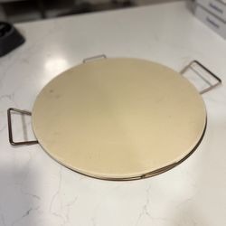Pizza Stone 16 Inches With Metal Rack Carrier