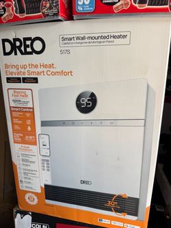 1500W Smart Wall Mount Ceramic • Heater, Furnace, w/Remote 30° Oscillation, Adj Thermostat, Remote, Bedroom, Office, White