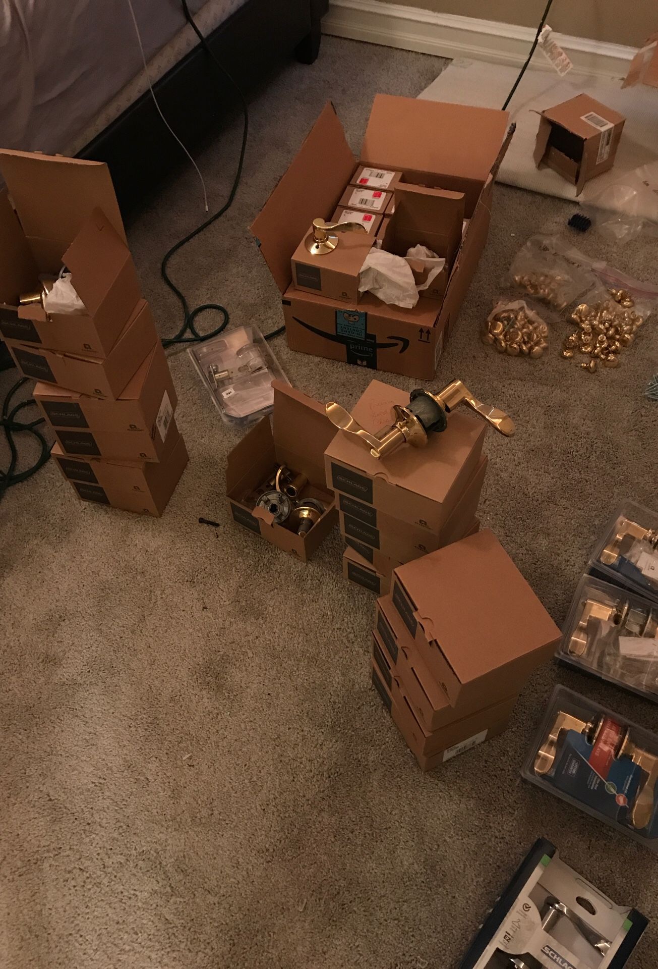 Door knobs high quality Schlage handles. New in box. All kinds. As low as . 80 cents