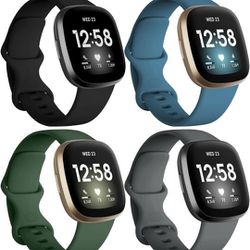 4 Pack Band Compatible with Fitbit Sense & Fitbit Versa 3 Bands Women Men