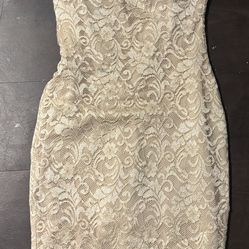 Vestido hasta las Rodillas . Beige Casual ,Elegante, XS/S