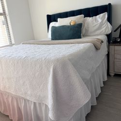 Queen Bed Frame, Headboard, And Box Spring