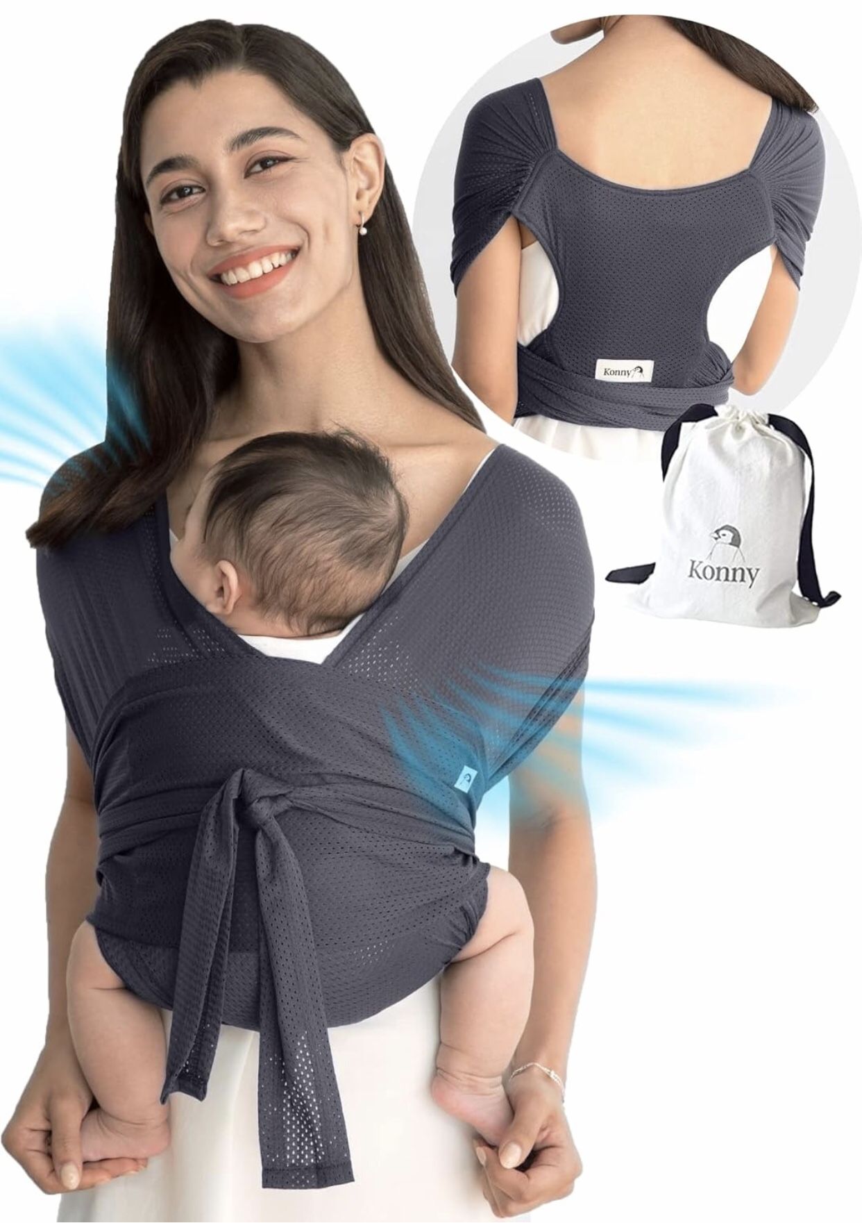 Konny Baby Carrier Flex AirMesh Premium Material Summer Adjustable Easy to Wear and Wrap Baby Sling Perfect for Newborn Babies Essentials Baby gear