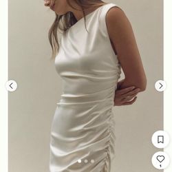 BHLDN Champagne Satin Midi Dress – XS