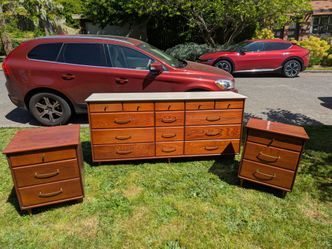 Mid-Century Wood Dresser and Nightstands
