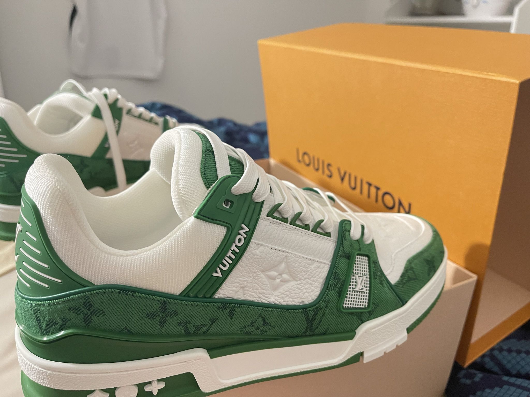 Louis Vuitton Trainer Sneakers Green White LV8 US9-9.5 for Sale in
