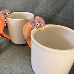 Pier One Ceramic Parrot Mugs(4)