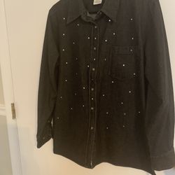The Quacker Factory Size M Black Denim Blouse/Jacket