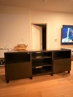 IKEA BESTÅ TV Stand / Media Console – Black-Brown