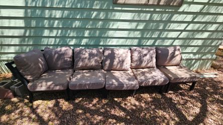 5 Piece Metal Outdoor Patio Dining Set with Corner End Piece, Fluffy Back Cushions with Seat Cushions made by at h🏠me Premium