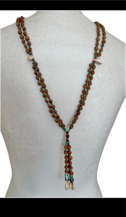 18.5” GHOST BEADS Beautiful Necklace Shell Accents 137 Juniper Seeds