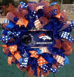 Denver Broncos Deco Mesh Wreath 26”