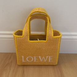 Yellow Loewe Mini Woven Bag 