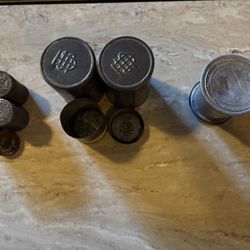 Vintage Bruton Scotch Red Seal Snuff Tins & Monogram Tins & Aluminum Travel Cup Total of 7 Snuff Tin