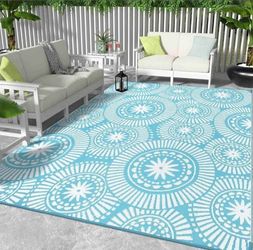 Large Plastic Outdoor Rug 9x12ft Modern Geometric Style Reversible Patio Area Rugs Waterproof Non Shedding Portable Carpets for Rv Outside Deck Pool B