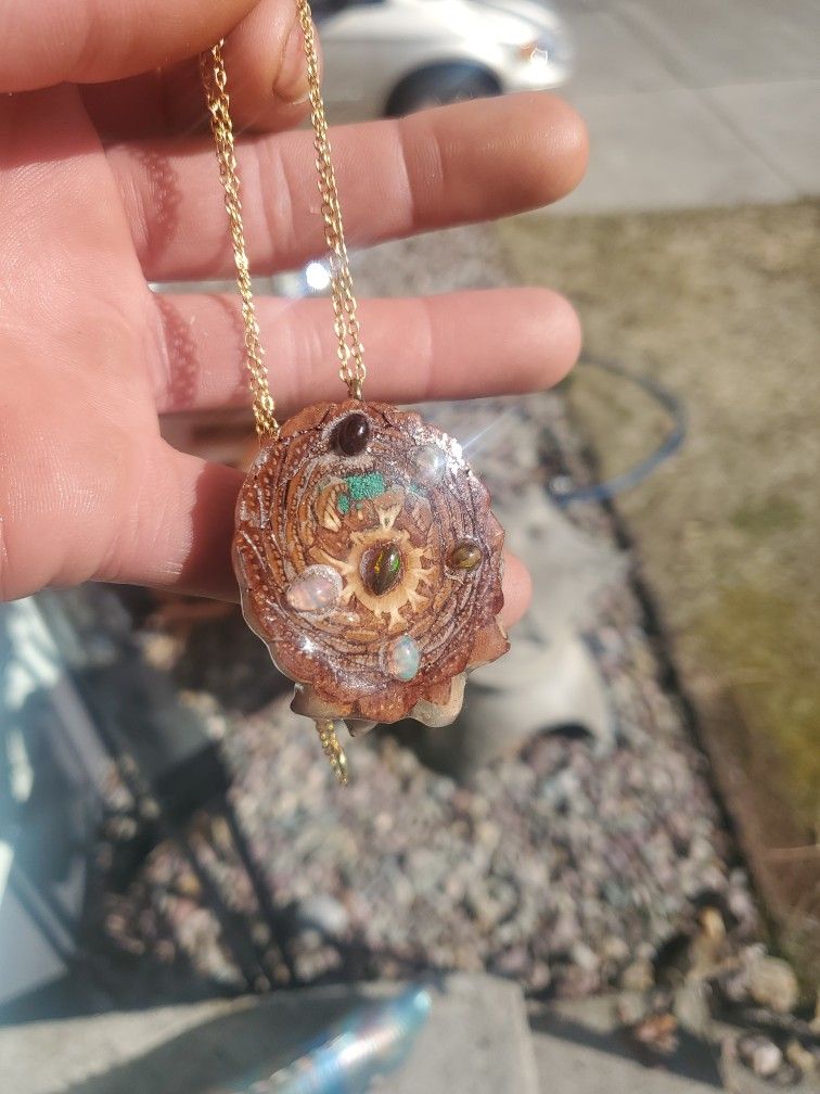Natty Pine Cone With Ethiopian Opal Pendant