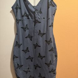 Dark Blue Butterfly Mini Dress