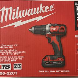 Milwaukee M18 Compact 1/2” Drill/Driver Kit(new)
