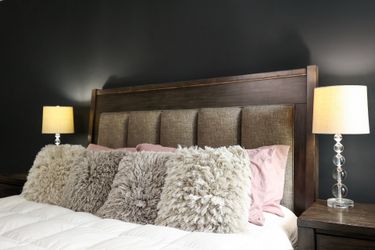 Elegant King Size Solid Wood Bed with Two Matching Nightstands