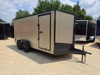 2026 7x16 TA3 Screwless Enclosed Trailer | Blackout | blackout | spoiler package | 10k | 6'6" interior | .08 polycor | dexter axles | 1160 (Tan)