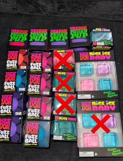 Needoh funky pup, glitter &glow, nice cube, baby nice cubes, fuzzy ball (price in description