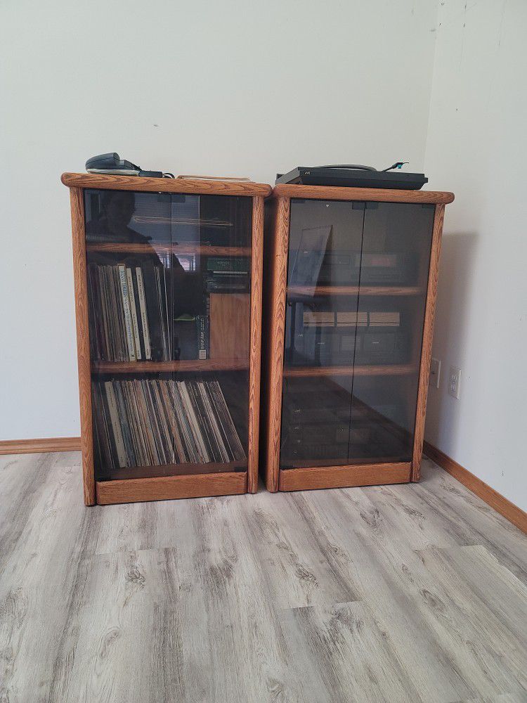 JVC Stereo System From 80s, Cabinets, Records, Tapes Cds