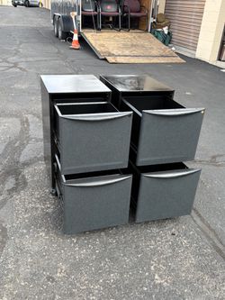 2 Metal File Cabinets With Wheels-$20 EACH