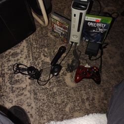 XBox 360 WITH 60 GB HDD SNAP ON HARD DRIVE With Accessories And Two Games Please Read Description