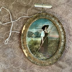 Antique 1902 Ullman Mfg New York Colored Lithograph Print Woman Field Portrait