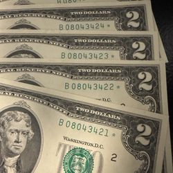 5-New York 2017A $2 Star Uncirculated Consecutive Notes.