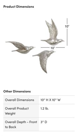 Polystone Metallic 3D Floating Birds Wall Decor