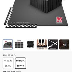 Brand New box Piece - FitRx 24" x 24" Black High Density EVA Foam Interlocking Floor Mats, 96 Sq ft Area