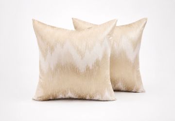 Set of 2 Champagne Gold Jacquard Pillow Covers 18” x 18”