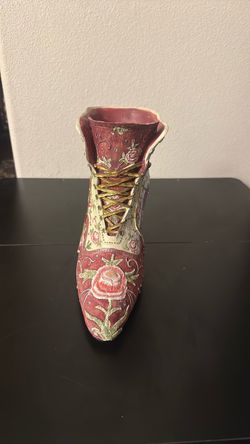 Decorative Floral Embroidered Boot Figurine