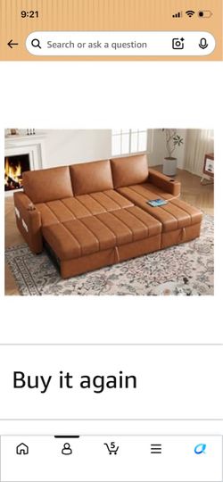 BRAND NEW BROWN LEATHER SOFA BED