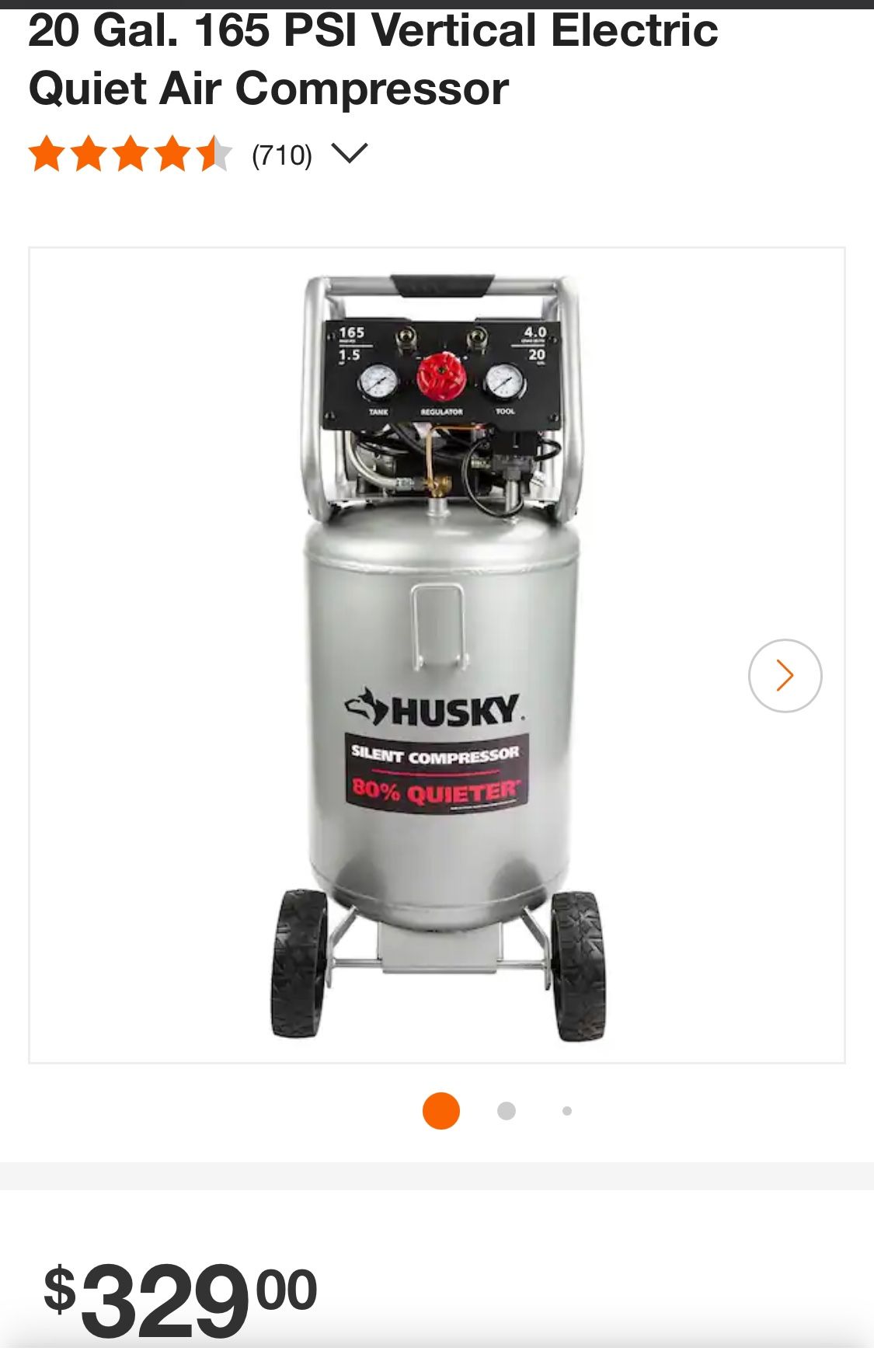 20 Gal. 165 PSI Vertical Electric Quiet Air Compressor