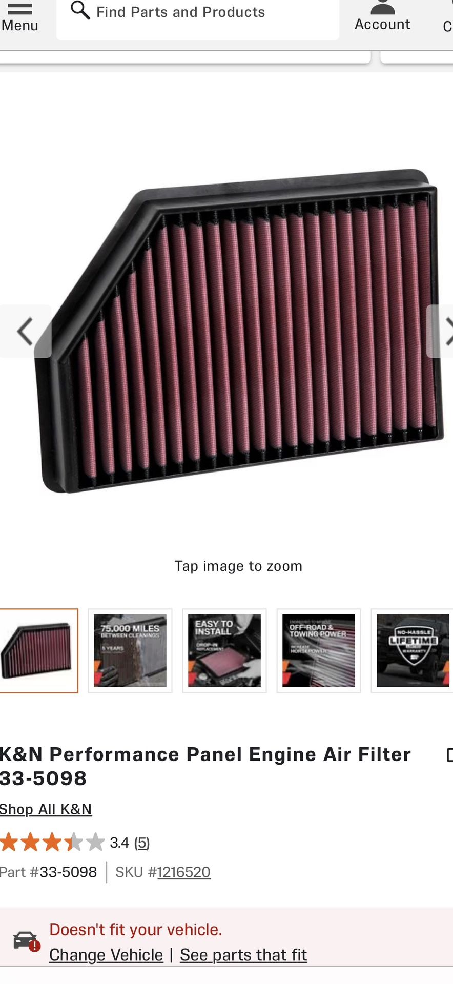 K&n Air Filter For Chevy/ GMC Diesel 21/25