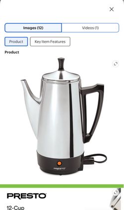 Presto 12 cup stainless steel coffee maker