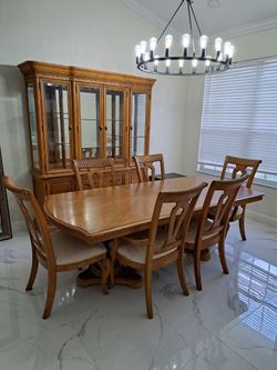Full Dining Room Set – Table + 6 Chairs + China Cabinet