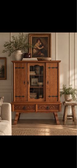 Handcarved vintage European  hutch